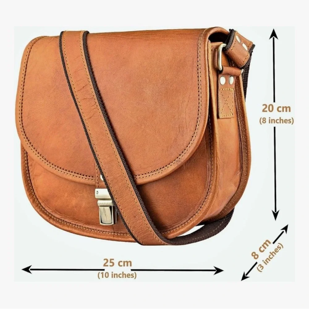 Tan Leather Crossbody Saddle Bag - Classic Women's Crossbody